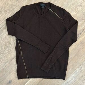 J. Crew Women's Brown Sweater with Zipper Details (XXS)